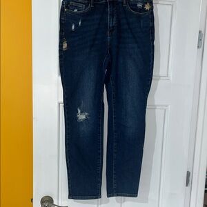 Judy Blue Distressed Dark Blue Straight Leg Jeans